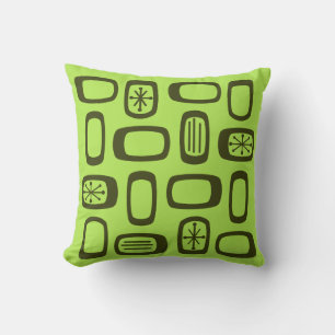 Midcentury MCM Rounded Rectangles Chartreuse Throw Pillow