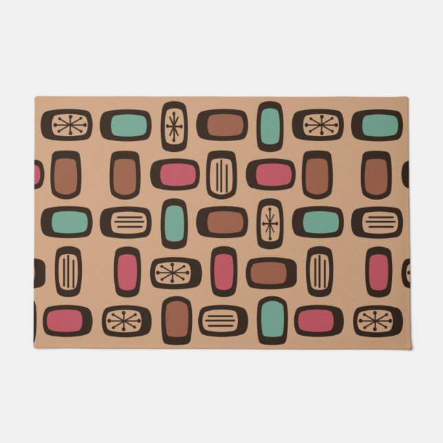 Midcentury MCM Rounded Rectangles Christmas Cookie Doormat (Front)
