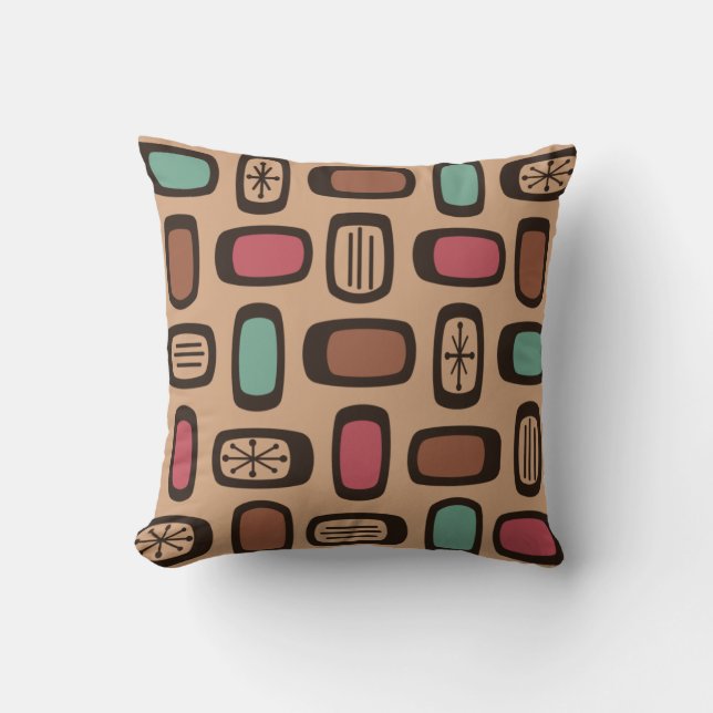 Midcentury MCM Rounded Rectangles Christmas Cookie Throw Pillow (Front)