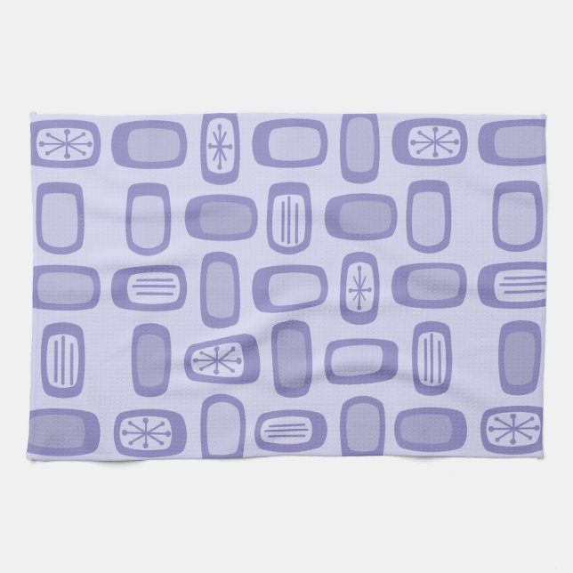 Midcentury MCM Rounded Rectangles Lavender Kitchen Towel (Horizontal)