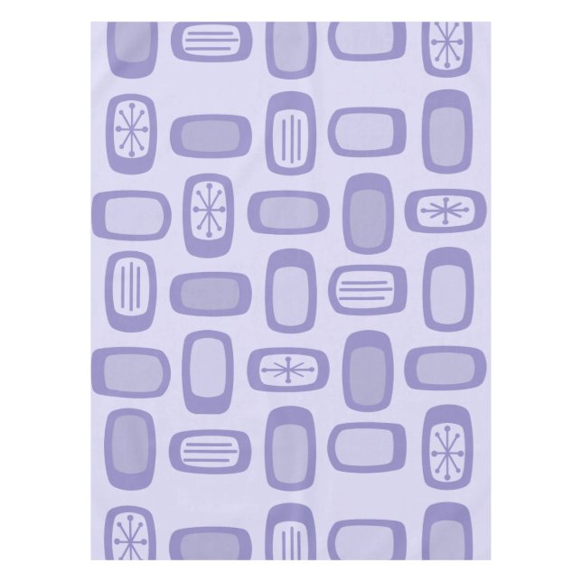 Midcentury MCM Rounded Rectangles Lavender Tablecloth (Front)
