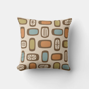 Midcentury MCM Rounded Rectangles Multicolored Throw Pillow