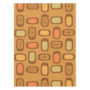 Midcentury MCM Rounded Rectangles Ochre Tablecloth