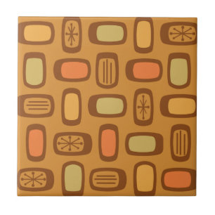 Midcentury MCM Rounded Rectangles Ochre Tile