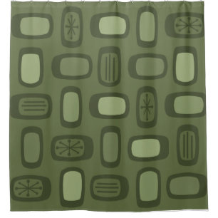 Midcentury MCM Rounded Rectangles Olive Green