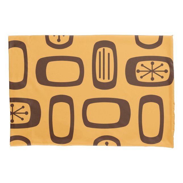 Midcentury MCM Rounded Rectangles Orange Pillowcase (Front)