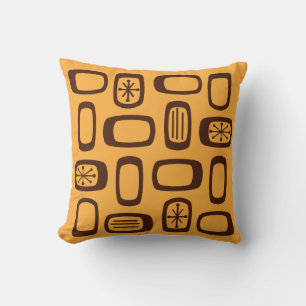Midcentury MCM Rounded Rectangles Orange Throw Pillow