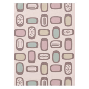 Midcentury MCM Rounded Rectangles Pink Pastel Tablecloth