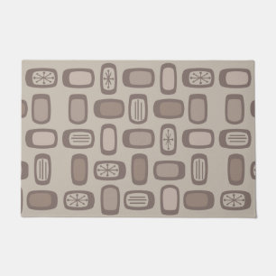 Midcentury MCM Rounded Rectangles Taupe Doormat