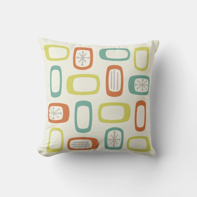 Midcentury MCM Rounded Rectangles Throw Pillow (Front)