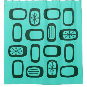 Midcentury MCM Rounded Rectangles Turquoise