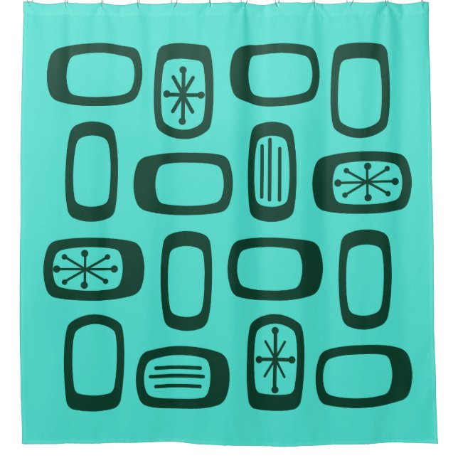 Midcentury MCM Rounded Rectangles Turquoise (Front)