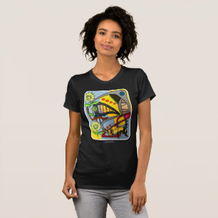 'MidCentury Mod Abstract Garden Bee' painting on a T-Shirt