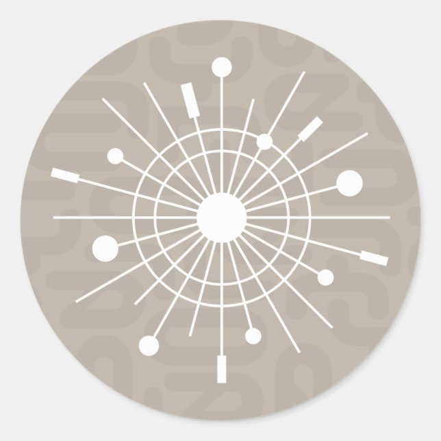 Midcentury MOD Atomic Sputnik Christmas Snowflake Classic Round Sticker (Front)