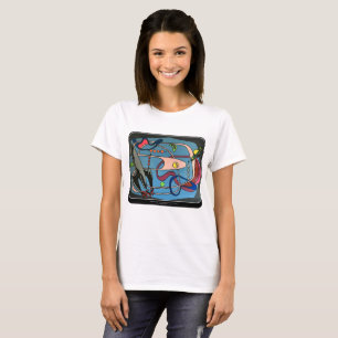 'MidCentury Mod Space is the Place' painting on a T-Shirt