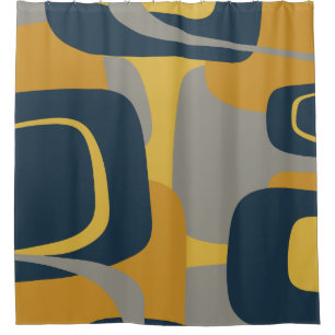 Midcentury Modern Abstract 2 Mustard Navy Grey