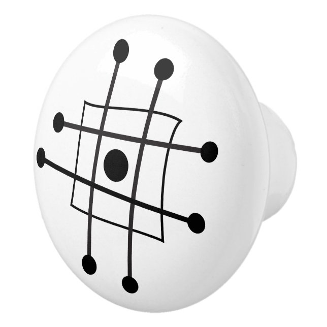 Midcentury Modern Abstract Atomic Art Modernism Ceramic Knob (Right)