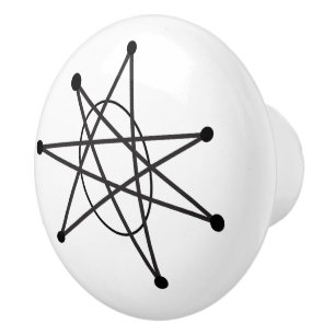 Midcentury Modern Abstract Atomic MCM MOD Star Art Ceramic Knob