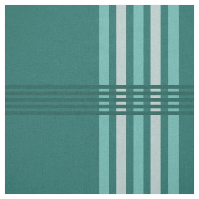 Midcentury Modern Abstract Lines Turquoise Fabric (Swatch)