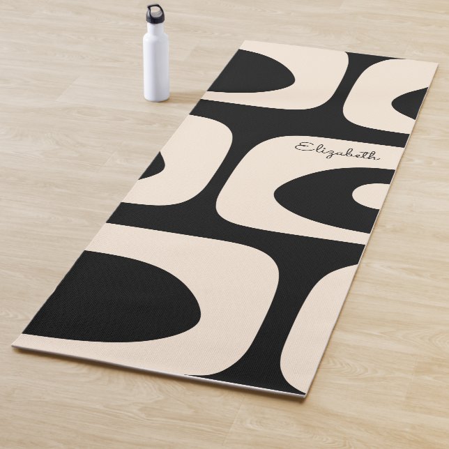 Midcentury Modern Abstract Personalized Black Yoga Mat (In Situ)