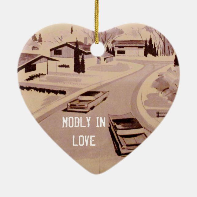 Midcentury Modern Architecture - Modly in Love Ceramic Ornament (Back)