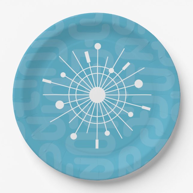 Midcentury Modern Atomic Sputnik Snowflake MOD Paper Plate (Front)
