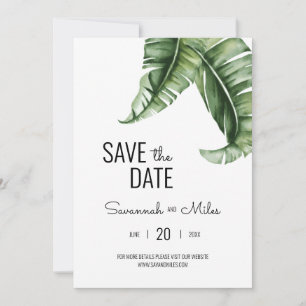 Midcentury Modern Banana Leaf Save the Date Invitation