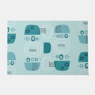 Midcentury Modern Bowls & Stones Turquoise Doormat