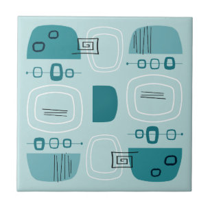 Midcentury Modern Bowls & Stones Turquoise Tile