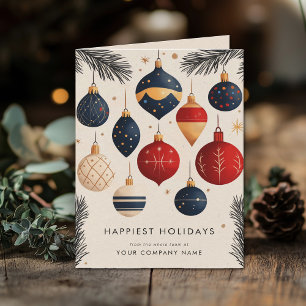 Midcentury Modern Christmas Ornaments Business Holiday Card