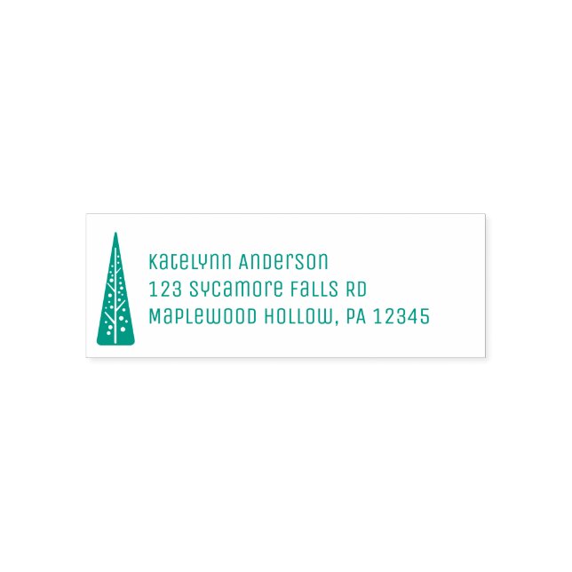 Midcentury Modern Christmas Tree Return Address Self-inking Stamp (Design)