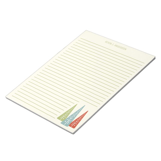 Midcentury Modern Christmas Trees Lined Stationery Notepad (Angled)