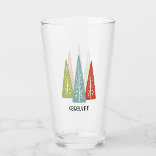 Midcentury Modern Christmas Trees Personalized Glass
