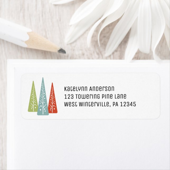 Midcentury Modern Christmas Trees Return Address (Insitu)