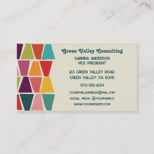 Midcentury Modern Colourful Geometric Print  Business Card