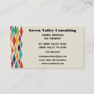 Midcentury Modern Colourful Geometric Print  Business Card