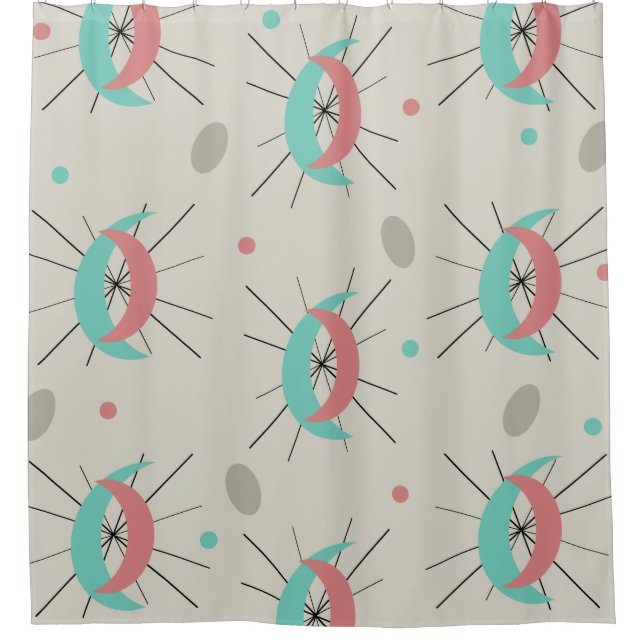 Midcentury Modern Crescents Turquoise Pink (Front)