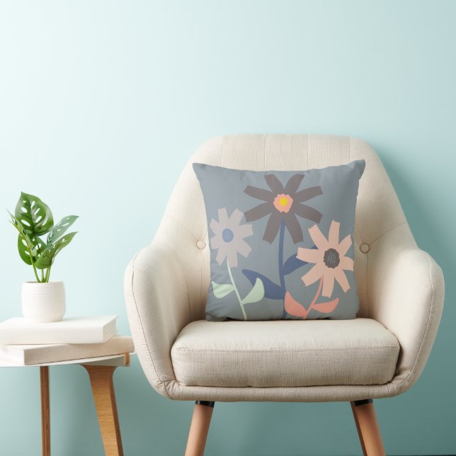 Midcentury Modern Floral Throw Pillow (Chair)