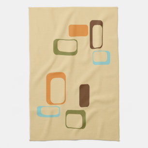 Midcentury modern geometric squares kitchen towel