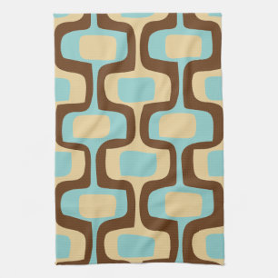 Midcentury modern geometric squiggly shapes kitchen towel