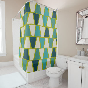 Midcentury Modern Green Turquoise Geometric Print
