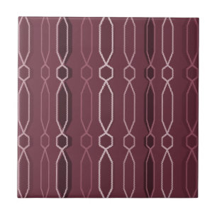 Midcentury Modern Hexagon Columns Maroon Tile