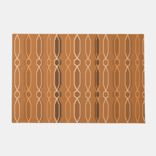 Midcentury Modern Hexagon Columns Orange Doormat