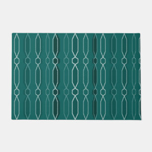 Midcentury Modern Hexagon Columns Teal Doormat