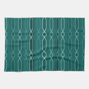 Midcentury Modern Hexagon Columns Teal Kitchen Towel