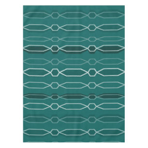 Midcentury Modern Hexagon Columns Teal Tablecloth
