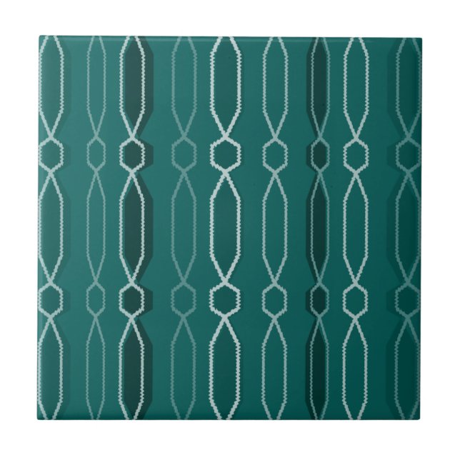 Midcentury Modern Hexagon Columns Teal Tile (Front)