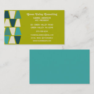 Midcentury Modern Lime Blue Geometric Print  Business Card