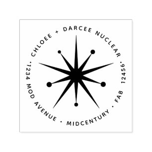 Midcentury Modern Minimalist Atomic Starburst Star Self-inking Stamp