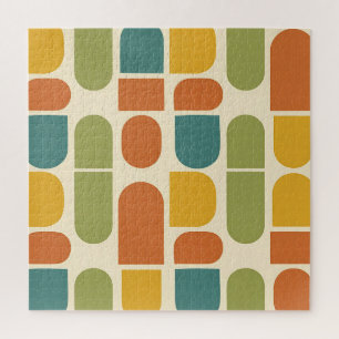 Midcentury Modern Organic Shapes Pattern Jigsaw Puzzle